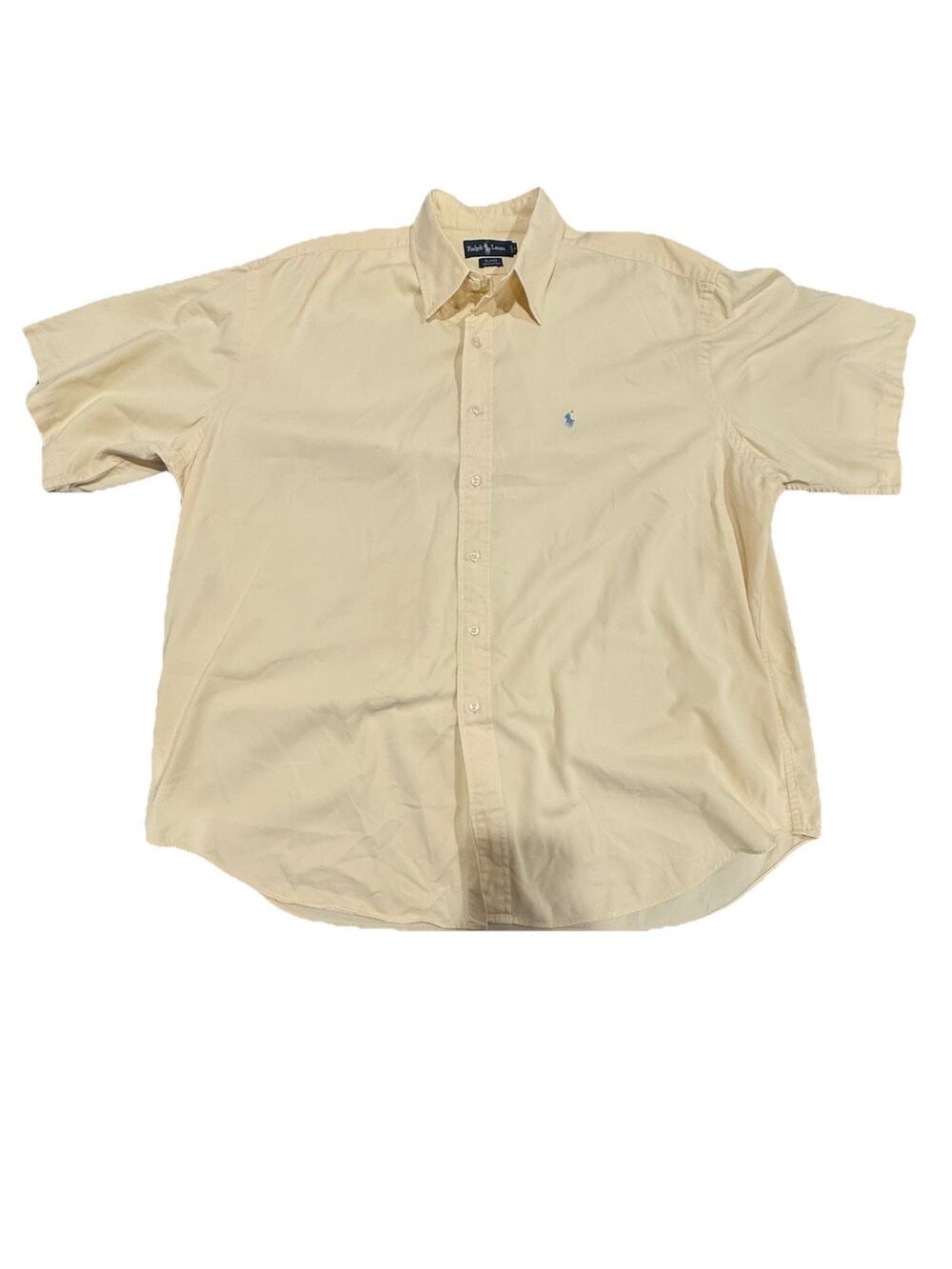 Ralph Lauren Blake XXL Beige Cotton Button Front Shirt Blue Pony
